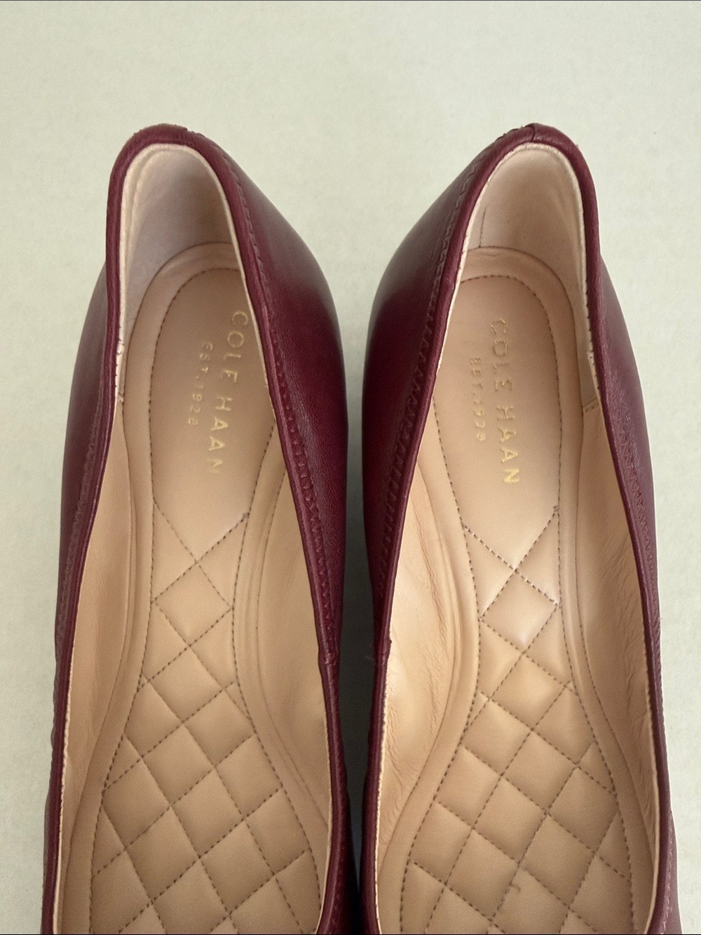 Cole Haan Zinfandel Leather Tali Grand Lace Wedges Bow Quilted Burgundy Sz 8 - Picture 8 of 15